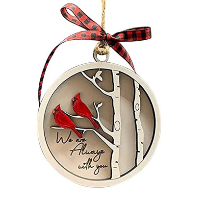 Handmade Memorial Ornament with Cardinals- We are Always with You Wooden Sympathy Grief Gift Memory Ornament in Loving in Remembrance Condolence Sympathy for Loss of Loved One (Pair of Cardinals)