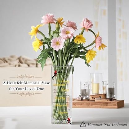 Sympathy Memorial Flowers Vase, Cardinal Grief Gifts for Loss of Love One, Sympathy Memorial Suncatcher Cards, Grief Rainbow Window Sticker, Sorry for Your Loss of Loved One