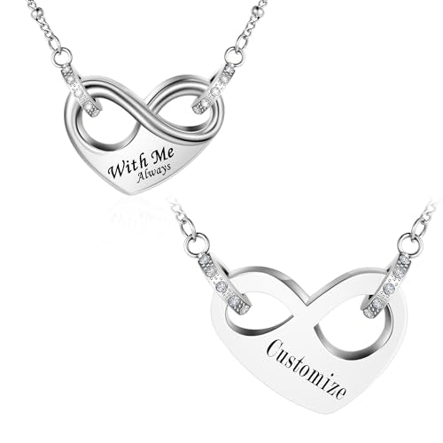 Dletay Infinity Cremation Urn Necklace for Ashes Heart Ash Necklace for Women Memorial Cremation Jewelry Ash Holder - color: Silver-Custom