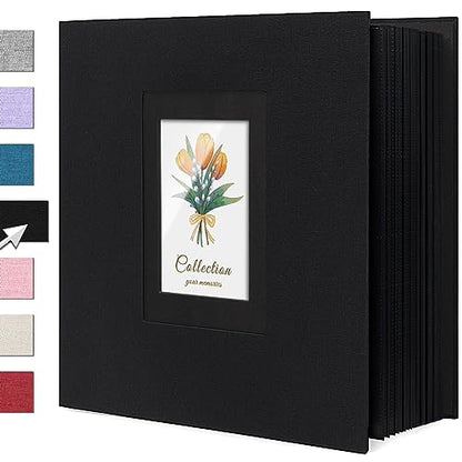 Linen Photo Album 4x6 Large Capacity 1000 Pockets Pictures Fabric Cover Books Albums Wedding School Family Anniversary Baby Memory Engagement Travel Albums(Black, 1000 Pockets) - color: Black, size: 1000 Pockets