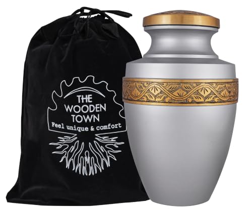 Urn Human Ashes Adult Male/Female,Creamation Urn for Human Ashes Adult Man/Women,200+ Cubic inch Capacity,Decorative Burial Urn, Funeral Cremation Urns_ Greacian 9x7 Silver Gold - color: Silver Gold, size: Greacian 9x7