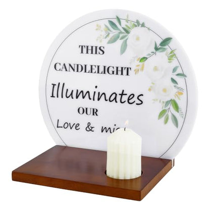 PH PandaHall Memorial Candle Holder Sympathy Gifts Acrylic Wedding Sign with Wooden Stand Memorial Table Sign for Loss of Loved Memorials Service Ceremony Decor Bereavement Gift, 5.9x10.6 Inch