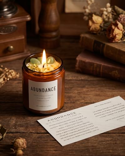 Natural Crystal Candle,Abundance, Crystal Ritual, Spiritual, Money Prosperity, Candle Spell.(Abundance) - style: Abundance