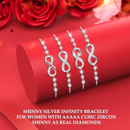 J.Fée Infinity Heart Bracelets for Women with 5A Cubic Zirconia, 925 Silver Bracelets for Women Adjustable Womens Bracelet Jewelry for Wife Girlfriend Her - color: Infinite Love#10