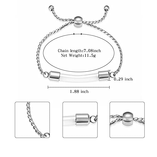 constantlife Stainless Steel Cremation Bracelet for Ashes - Transparent Glass Tube Urn Bangle Memorial Jewelry for Men Women - color: Silver-1