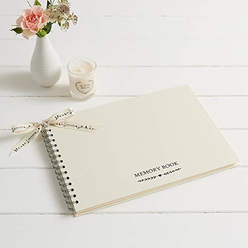 ANGEL & DOVE Large Ivory Funeral Guest Book 12" x 8" - for Funeral, Condolence, Memorial, Celebration of Life