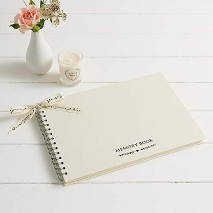 ANGEL & DOVE Large Ivory Funeral Guest Book 12" x 8" - for Funeral, Condolence, Memorial, Celebration of Life