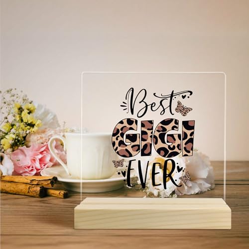 Gigi Gifts, Mother's Day Grandma Gift Acrylic Plaque, Grandmother Birthday Gifts from Grandkids Granddaughter Grandson, Best Gigi Ever Leopard Acrylic Sign Desk Table Shelf Decor - color: 1-nana-2
