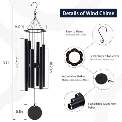 ASTARIN Sympathy Gifts for Loss of Mom,Tuned Relaxing Soothing Low Bass | 36 Inch Memorial WindChimes for Outside, Condolence Bereavement Gifts in Memory of Mom（ Flower-Shaped Top） - size: 36”-Flower top
