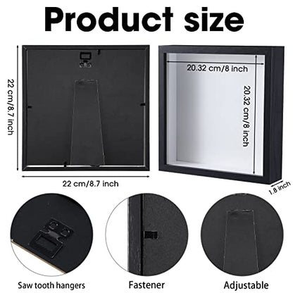 Reginary 6 Pack 8 x 8 Inches Shadow Box Frame Black Wood Shadow Boxes Display Cases 1.2 Inch Interior Depth Display Case Wall Tabletop Showcase Ideal for Memorabilia Pictures Flowers Medals Tickets