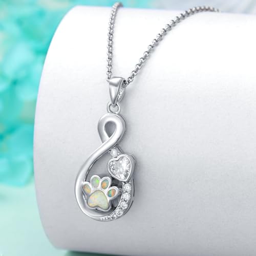Rose & Daisy Urn Necklace - Sterling Silver Cremation Keepsake Memorial Jewelry - style: Paw Print Urn Necklace-Infinity