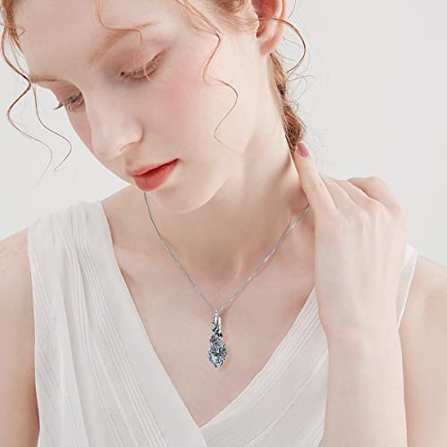 PELOVNY Urn Necklace for Ashes 925 Sterling Silver Butterfly Dragonfly Bee Phoenix Hummingbird Urn Necklaces Animal Crystal Cremation Jewelry for Ashes Cat Dog Pet Memorial Gifts - color: 01-Butterfly Teardrop Urn