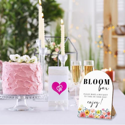Bloom Bar Sign Wooden Table Sign with Stand, Wedding Flower Bar Decor - color: Bloom