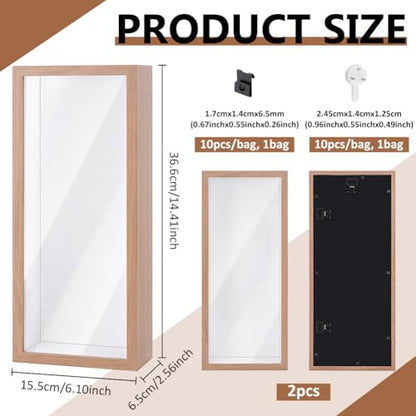2Pcs Shadow Box Display Case, 14.4x6.1x2.56Inch Rectangle MDF Shadow Box Frame with Nail Hangers and Hook for Mother's Day Awards Memorabilia Flower Pictures Keepsakes Medals(Peru) - color: Peru