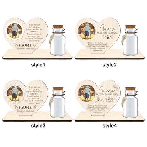 Personalized Loss of Loved One Photo Frame Memorial，Custom lock of Hair Keepsake Jar,Remembrance Bereavement Sympathy Gift for Lost Mom, Dad， Friends, Sisters, Grandparents (heart) - style: heart