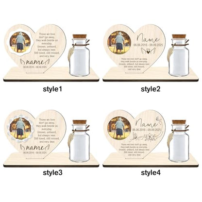 Personalized Loss of Loved One Photo Frame Memorial，Custom lock of Hair Keepsake Jar,Remembrance Bereavement Sympathy Gift for Lost Mom, Dad， Friends, Sisters, Grandparents (heart) - style: heart