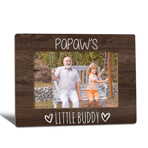 Papaw Gifts Picture Frame, Papaw Fathers Day Gift from Grandkids, Fathers Day Birthday Gifts for Pops Photo Frame 4X6, Papaw's Little Buddy Wooden Photo Picture Frames for Desk Tabletop Decor - color: papaw's buddy
