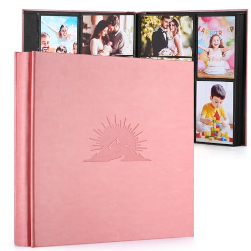 DazSpirit 4x6 Photo Album, 600 Pockets, Leather Cover with Slip-In Pages | Elegant Embossed High-Capacity Memory Book for Weddings, Baby Milestones, Travel, Anniversaries and Family, Pink - color: Pink, size: 600 Pockets