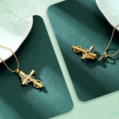 Butterfly Cross Cremation Jewelry Urn Necklaces Cross Butterfly Urn Necklaces for Ashes Memorial Keepsake Pendant for Women Men Gifts With Funnel Kit & Bag - color: Gold+White