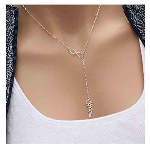 Olbye Infinity Angel Wing Necklace Choker Silver Infinity Necklace Everyday Jewelry for Women