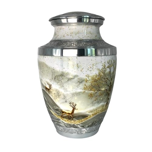 DreamGrove Cremation Urn for Human Ashes – Full Adult Size Urn for Ashes Adult Male or Female – Secure Threaded Lid – Nature-Inspired Decorative Memorial Urn - size: Large