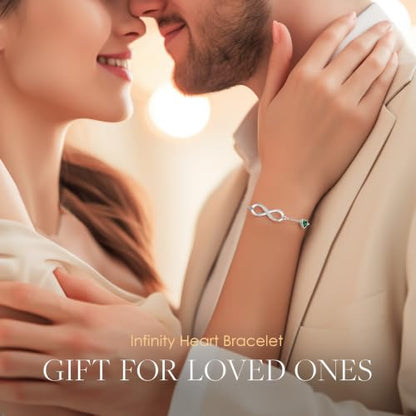CDE 925 Sterling Silver Infinity Birthstone Bracelet Jewelry Gift for Women | Hypoallergenic,Non Tarnish,Heart CZ,Nickel-Free & Lead-Free,Anniversary Christmas Birthday Idea Gifts for Wife Girlfriend Her - color: 5-May.