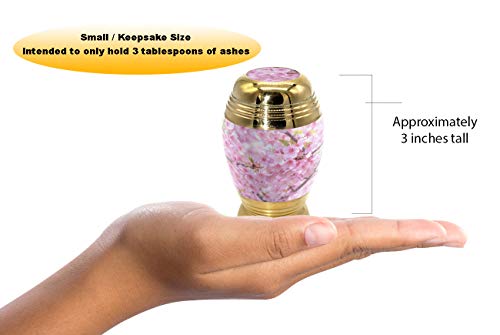 Cherry Blossom Keepsake Urns for Human Ashes with Velvet Gift Box for Cremation Keepsakes for Ashes - Small Cremation Urn and Small Keepsake Urn Set of 4 - color: Cherry Blossom