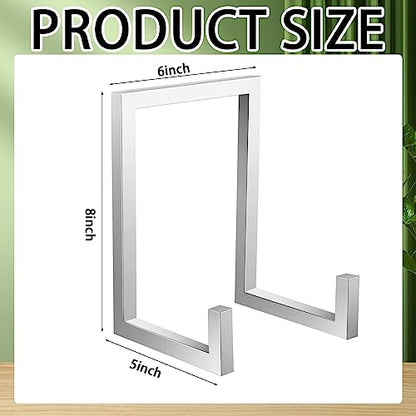 2 Pcs Large Plate Stands for Display Metal Frame Holder, Silver, 8 Inch - color: Silver, size: 8 Inch