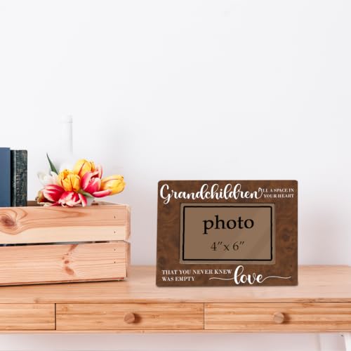 Grandparents Picture Frame, Grandchildren Fill a Space In Your Heart Wooden Tabletop Picture Frames, Grandparents Day Birthday Gifts Wooden Photo Frame Fitting a 4 x 6 Inch Photo - color: Grandchildren Fill a Space In Your Heart
