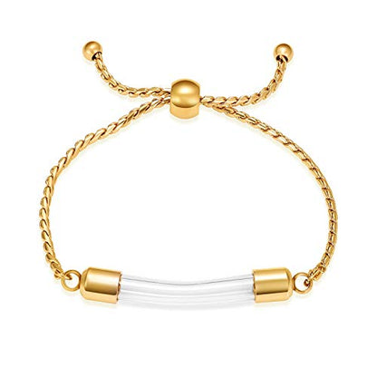 constantlife Stainless Steel Cremation Bracelet for Ashes - Transparent Glass Tube Urn Bangle Memorial Jewelry for Men Women - color: Golden