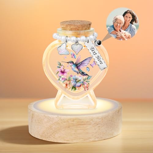 Photo Customized Glass Mini Urns for Human Ashes, Heart-Shaped Small Urns, Memorial Keepsake for Human Ashes, Engraving Decorative Urn - Cremation Keepsakes Urn with Light Base - color: Heart A-customize