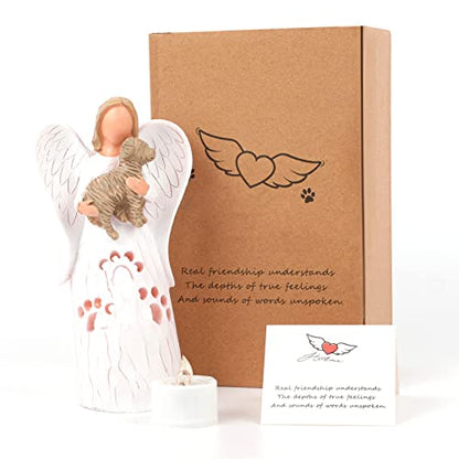 BEARAE Loss of Dog Sympathy Gift, Dog Memorial Gifts, Loss of Dog Candle Holder, Dog Passing Away Statue, Dog Angel Figurine, Pet Memorial Gifts for Dogs - color: White #3