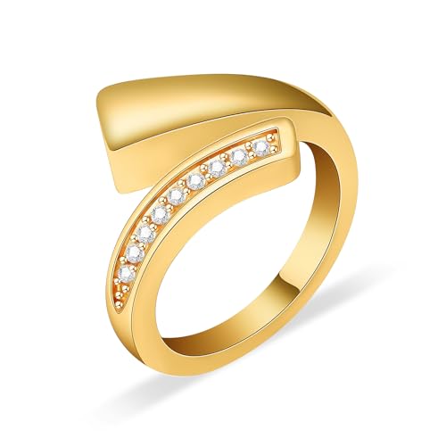 Urn Ring for Ashes for Women Men Cubic Zirconia Ash Ring Memorial Cremation Jewelry Bereavement Keepsakes Gift for Loss of a Loved One - color: Gold, size: 6#