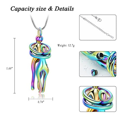 Cremation Jewelry with Angel Lady Stainless Steel Urn Necklace Pendant Memorial Ashes Keepsake for Women Girls, Filling Kit Included - color: Couple-Colorful