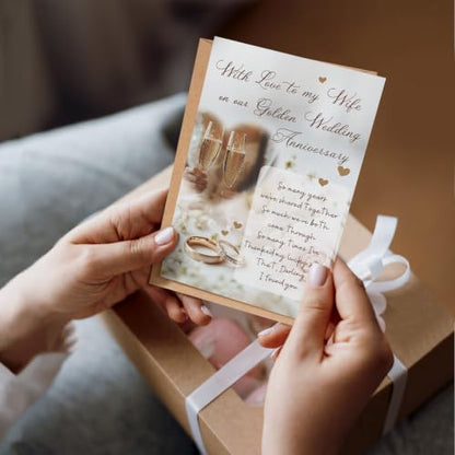 Romantic Golden Anniversary Card for Wife, 50th Wedding Anniversary Card for Wife from Husband, Many Years We've Shared Together - color: Golden Anniversary