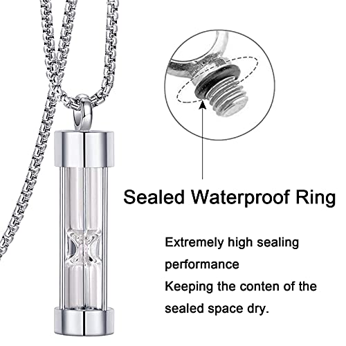 YOUFENG Urn Necklace for Ashes Timeless Hourglass Memorial Pendant Keepsake Cremation Jewelry for Human Pet Ashes - color: Silver