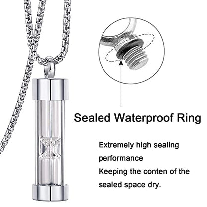 YOUFENG Urn Necklace for Ashes Timeless Hourglass Memorial Pendant Keepsake Cremation Jewelry for Human Pet Ashes - color: Silver