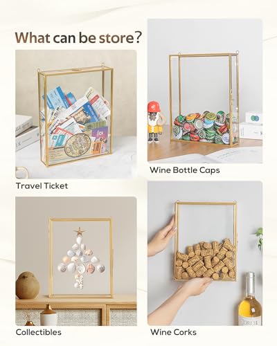 8x10 Travel Shadow Box Frame with Slot on Top, Glass Shadow Boxes Display Case for Loading Memories, Shadow Keepsake Box for Tickets, Wine Bottle Caps, Shells, Stamps and More