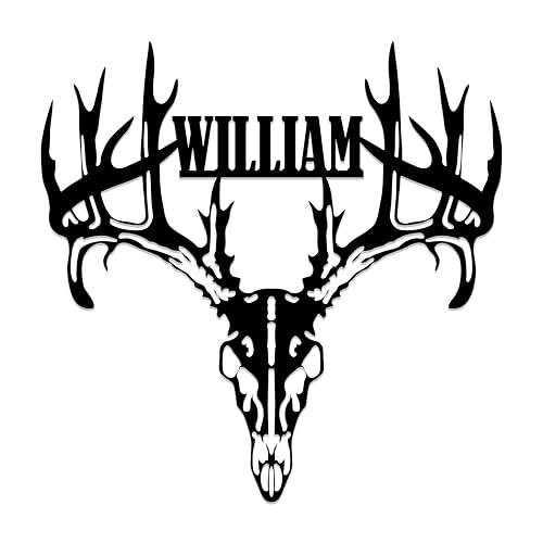 Personalized Deer Head Metal Sign, Custom Deer and Forest Metal Wall Art, Farmhouse Wall Decor, Rustic Outdoor Plaque, Customized Deer Hunter Last Name Signs, Outdoor Decor, Housewarming Gift - color: Deer Head Sign