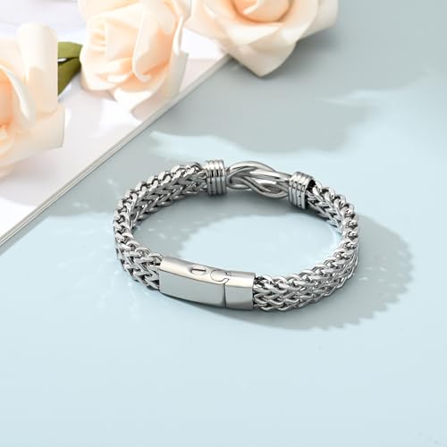 shajwo Cremation Jewelry Infinity Knot Urn Bracelet for Human Ashes for Women Men Memorial Keepsake Link Bracelet - color: Silver 22cm