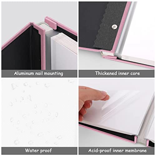 Zesthouse Photo Album Self Adhesive Pages, 60 Pages Magnetic Scrapbook Albums with Sticky Page, Photos Album Holds 8x10 & 5X7 & 4x6 & 6x8 & 3x5, Large Picture Book Ideal Gift for Family Wedding Baby - color: Pink, size: 11"x10.6"/White 60 Pages
