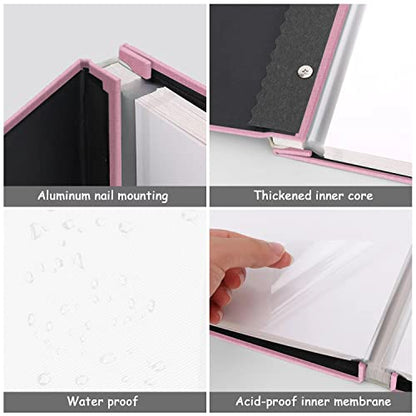 Zesthouse Photo Album Self Adhesive Pages, 60 Pages Magnetic Scrapbook Albums with Sticky Page, Photos Album Holds 8x10 & 5X7 & 4x6 & 6x8 & 3x5, Large Picture Book Ideal Gift for Family Wedding Baby - color: Pink, size: 11"x10.6"/White 60 Pages