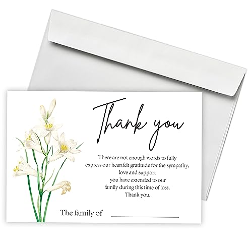 lily Minimalism Funeral Thank You Cards with Envelopes,Fillable Funeral Thank You Cards,Thank You Notes,Thank You Notes With Envelopes Set,Floral Thank You Cards,Personalized Thank You Cards,G4 - color: multicolorGX04
