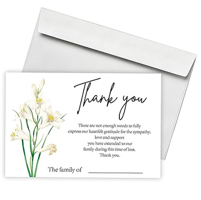 lily Minimalism Funeral Thank You Cards with Envelopes,Fillable Funeral Thank You Cards,Thank You Notes,Thank You Notes With Envelopes Set,Floral Thank You Cards,Personalized Thank You Cards,G4 - color: multicolorGX04