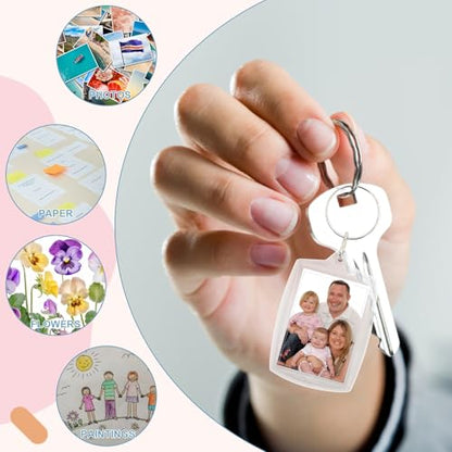 20Pcs Acrylic Keychain Blanks, Acrylic Photo Frame Keychain for Personalized Pictures, Artwork, Gifts with Split Rings