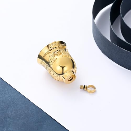 constantlife Cremation Jewelry for Ashes Eagle Bell Pendant Urn Necklace for Women Men Stainless Steel Ash Holder Keepsake Human Pet Memorial Gift - color: Golden