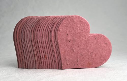 Of The Earth Handmade Paper - Wildflower Seed Paper Large Hearts - Recycled Flower Petals - Bulk Set of 100 (68s Pink Lotka) - color: 68s Pink Lotka