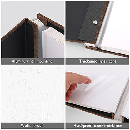 Zesthouse Photo Album Self Adhesive Pages, 60 Pages Magnetic Scrapbook Albums with Sticky Page, Photos Album Holds 8x10 & 5X7 & 4x6 & 6x8 & 3x5, Large Picture Book Ideal Gift for Family Wedding Baby - color: Coffee, size: 11"x10.6"/White 60 Pages