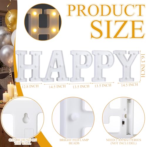 15 Pcs Happy Retirement Party Decorations Retired Marquee LED Light Letters Battery Powered Happy Retirement Light Sign for Wall Shelf Table Celebrating Retired Gifts Backdrop Party Supplies - style: Happy Retirement