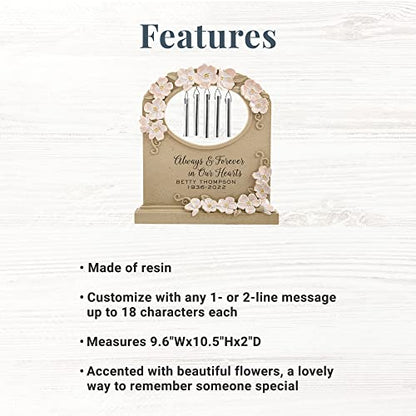 Let's Make Memories Personalized Tabletop Memorial Chime - Sympathy - Condolences - Made of Resin - Flower-Accented - Always & Forever - style: Always & Forever